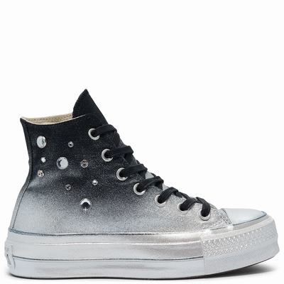 Converse Chuck Taylor All Star Lift - Naisten Matalavartiset Tennarit - Mustat Hopea